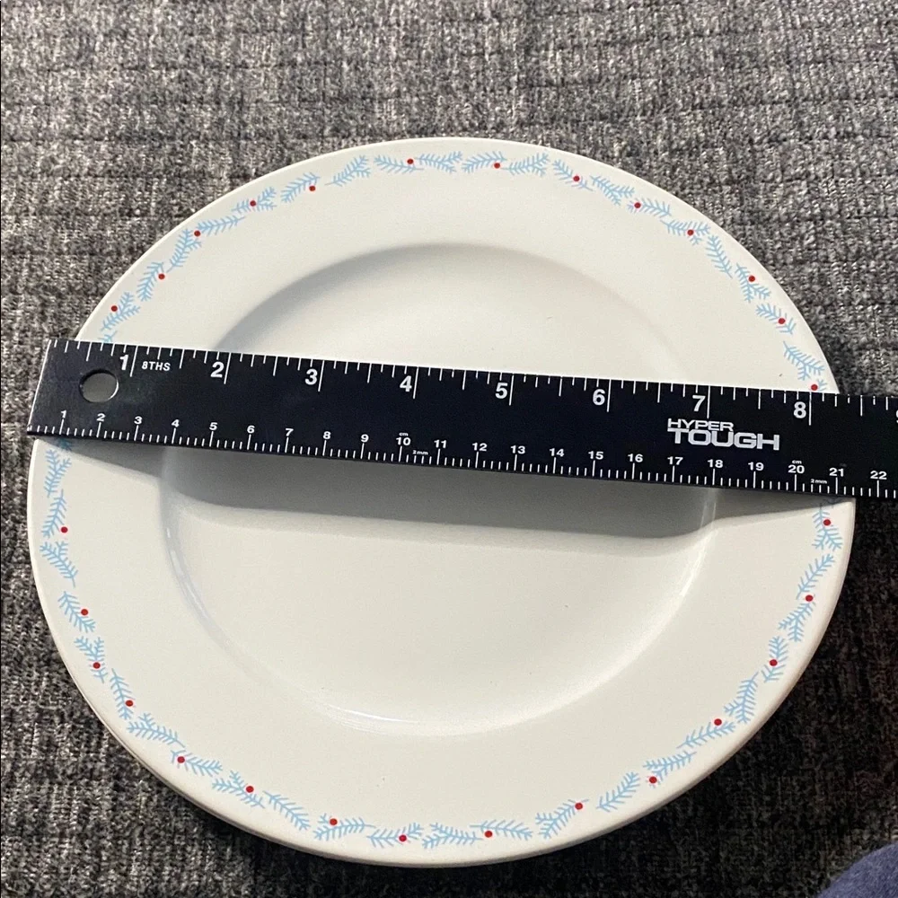 IKEA Holiday Decorative White Bowl and Plate Set. Gnome Design. 2 Plates/2 Bowls